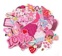 AUGSUN 36 toppe ricamate rosa casuali a tema rosa, termoadesive per ragazze, cowgirl occidentali, per fai da te, da cucire, per riparazioni, zaini, pantaloni, vestiti, giacche