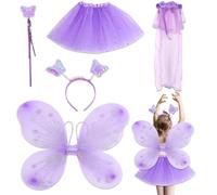 AUGTYRLV Set da Vestito da Principessa Piccola e Vestiti Piccola - Costume da Fata con Alì di Farfalla per Piccole Ragazze