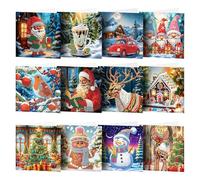 Auguri di Natale, kit di biglietti artistici 5D per feste, assortimento di biglietti natalizi lucidi per famiglie e amanti