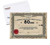Auguriando Biglietto Auguri Attestato Certificato ENNE Attestato Diploma idea originale di compleanno anni Biglietti Divertenti Originali (80 anni)