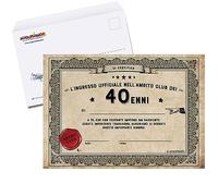 Auguriando Biglietto Auguri Attestato Certificato ENNE Attestato Diploma idea originale di compleanno anni Biglietti Divertenti Originali (40 anni)