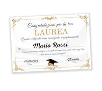 Auguriando Biglietto Auguri Laurea Laureata Certificato Laureato simpatico Gadget biglietti auguri umoristici grandi formato in italiano (Attestato)