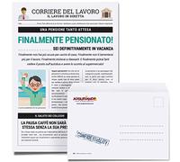 Auguriando Biglietto Auguri Pensione Uomo Giornale Simpatico idea Regalo Pensionamento Divertente Gadget per festa neopensionato biglietti (Pensionato)
