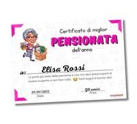 Auguriando Biglietto Pensionata Auguri idea Regalo Gadget per la festa pensionamento biglietti umoristici grandi formato in italiano (Pensionata)