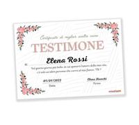 Auguriando Certificato Attestato Testimone Nozze Biglietto Auguri Matrimonio idea Regalo Testimoni Gadget per la festa di nozze Personalizzato compilabile grandi formato in italiano (Donna)