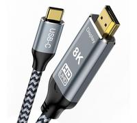 Augusplay Cavo da USB C a HDMI 2.1, 8K@60Hz 4K@240Hz Cavo di tipo C a HDMI ad alta velocità, HDR HDCP 2.3 Thunderbolt 4/3 a cavo HDMI compatibile con iPhone 15 Pro MacBook Pro/Air UHD TV Monitor, 1M