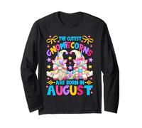 August Bday Design for Unicorn Mom Cute Birthday GNOME Maglia a Manica