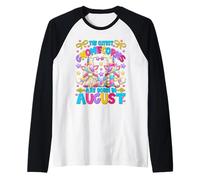 August Bday Design for Unicorn Mom Cute Birthday GNOME Maglia con Maniche Raglan