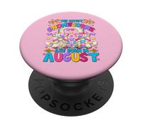 August Bday Design For Unicorn Mom Cute Birthday Gnome PopSockets PopGrip Adesivo