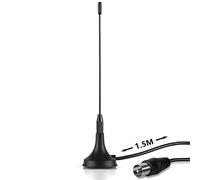 August DTA180 Antenna TV Mini Freeview HD da interno con base magnetica | Antenna DVB-T2 per sintonizzatori TV, TV portatili, decoder, cavo coassiale 1.5m, per camper e roulotte - Nero