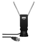 August DTA220 Antenna terrestre HD piccola - Doppia antenna telescopica per interni DVB-T/T2, DAB, sintonizzatore TV USB e base incollabile per auto, camion, casa, campeggio, con cavo da 2 m, nero