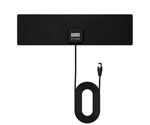 August DTA420 Antenna Extra Piatta Autoadesiva - Portatile da Interno/Esterno per TV Digitale HD/Ricevitore - Compatibile UHF - VHF AM/FM/DAB/DVB-T/DVB-T2 MPEG4 (H.264) - Nero
