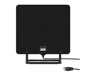 August DTA450 Antenna TV Interna, DVB-T/T2 Antenna Digitale HDTV, Support HD/VHF/UHF/FM/DVB-T, 80KM Range, 3m Cavo Coassiale e Base