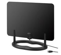 August DTA455 Antenna TV DVB-T/T2, Antenna Digitale HDTV Interna 1080p+ Guadagno di 5dBi e Portata di 50km - Grande e piatta Montaggio a terra o a parete 3m Cavo - Nero