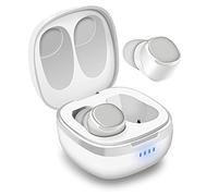 August EP800 Auricolari Bluetooth 5.0, Cuffie Senza Fili Bluetooth IPX6 Impermeabile Mini Earbuds Ture Wireless Stereo con Microfono DSP Riduzione del Rumore, 25H Playtime - Bianco