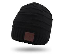 August EPA25 Berretto Bluetooth Uomo Dona Musica Wireless Nero per Telefono con Cuffie Auricolare 5.0 Impermeabile Invernale Ricaricabile Capello Termico a Maglia Running Corsa Correre Esercizio