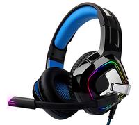 August EPG100 Cuffie Gaming con Microfono Cancellazione del Rumore, Bass Stereo Cuffie per Giochi per PC /PS4 /Xbox One/Laptop Over Ear Gaming Headset LED con 3.5mm Jack Controllo Volume