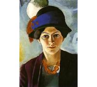 August Macke Poster e stampe Immagine astratta di arte murale《Ritratto della moglie dell'artista con un cappello》Pittura su tela di persone per decorazioni domestiche 40x60cm senza cornice