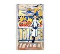 August Macke Quadri su Tela Ragazza su un balcone che ho tegernsee Riproduzione Quadri Famosi su Tela Espressionismo Astratto Poster per la Decorazione Del Soggiorno70x40cm(28x16in)Senza cornice
