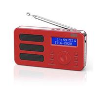 August MB225 Radio Digitale Portatile DAB+/DAB/FM, Funzione RDS, 40 Preset - Radio Portatile Stereo/Mono - Dual Sveglia - Batteria Ricaricabile - Presa per Cuffie Rosso