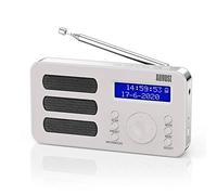 August MB225 Radio Portatile DAB DAB+ FM, Radio Digitale a Batteria con Dual Radiosveglia, Radiolina Portatile Ricaricabile con 40 Preselezioni, RDS, 20 Ore, Stereo/Mono, Presa per Cuffie - Bianco