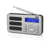 August MB225 Radio Portatile DAB DAB+ FM, Radio Digitale a Batteria con Dual Radiosveglia, Radiolina Portatile Ricaricabile con 40 Preselezioni, RDS, 20 Ore, Stereo/Mono, Presa per Cuffie - Argento