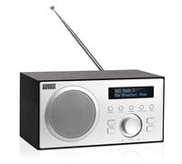 August MB420 Radio DAB FM Bluetooth Legno con Lettore MP3, Stazione radio DAB Plus Elettrica VHF Digitale RDS Hifi, doppia Sveglia, Preimpostazioni per Casa Ufficio Officina Lavoro, Uscita Aux - Nero