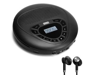 August SE10 Lettore CD Portatile con Altoparlanti, Lettore MP3 CD con Batteria Ricaricabile, Anti-shock, Supporto per Aux out & Disc & Micro SD, per Bambini ed Adulti a Casa e in Viaggi(Nero)