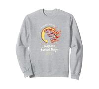 August Woman: Fuoco e Magia Regalo di Compleanno Felpa, Unisex per Adulti, Grigio Melange, L
