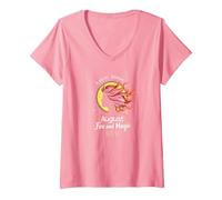 August Woman: Fuoco e Magia Regalo di Compleanno Maglietta con Collo a V, Donna, Rosa, L