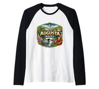 Augusta Maine Souvenir Città Visitatore Stato Memorabilia Orgoglioso Maglia con Maniche Raglan