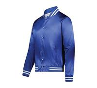 Augusta Sportswear Augusta - Giacca da baseball in raso, da donna, Donna Uomo, Giacca, 3610, Colore: blu reale/bianco, L