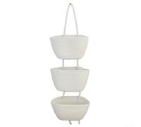 AugustknowU 1 cesto portaoggetti a 3 ripiani, cestino da parete a 3 ripiani, organizer verticale in cotone, decorazione per camera da letto (bianco)