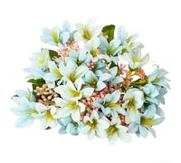AugustknowU Bouquet di giglio artificiale a 18 steli in tessuto di seta per lo styling del balcone, il tavolo del libro degli ospiti di nozze e servizi fotografici di stile di vita (blu)