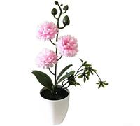 AugustknowU Composizione artificiale di crisantemo con tre fiori dettagliati per uso interno senza acqua o luce solare (rosa)