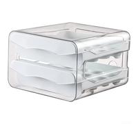 AugustknowU Contenitore per uova in plastica con struttura impilabile robusta e sistema a cassetto a doppio strato per un'organizzazione efficiente del frigorifero