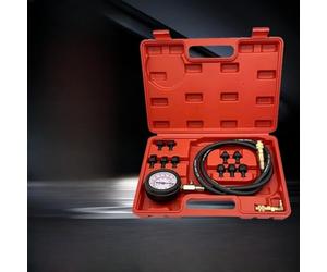 AugustknowU Corredo automobilistico di prova di pressione dell'olio 13 pezzi con 0 - 140 Psi campo di misura costruito da acciaio ad alta resistenza e fornito dei montaggi della metropolitana di rame