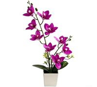 AugustknowU Cymbidium Orchidea artificiale in vaso, per interni, ufficio, spazio abitativo e decorazione per matrimoni, con plastica morbida dall'aspetto naturale (rosso rosa)