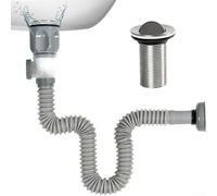 AugustknowU Kit di scarico flessibile con tappo anti-odore e raccogli capelli integrato per fori standard da 1,45 pollici (grigio)