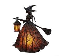 AugustknowU Lampada da strega di Halloween Lampada da tavolo a LED in resina gotica decorazione domestica da tavolo luce d'atmosfera spettrale per la decorazione del partito di Halloween