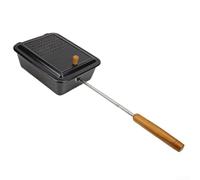 AugustknowU Popper portatile per cucinare all'aperto pentola popcorn in ferro con manico in legno compatibile con fornello a gas e grill da campeggio