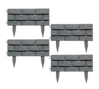 AugustknowU Recinzione da giardino per esterni, 4 pezzi, facile da smontare, decorazione per prato, materiale in PP giuntabile per confine, 45 cm x 29 5 cm (grigio)