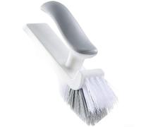 AugustknowU Spazzola per fessure a V con setole a doppia funzione e raschietto in gomma morbida per dettagli e pulizia di ampie aree (bianco-grigio)