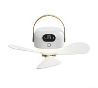 AugustknowU Ventilatore da soffitto portatile senza fili per campeggio con telecomando di ricarica USB, flusso d'aria a 3 velocità e luce notturna per camere da letto tende (ricaricabile)