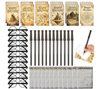 Augweyang Wizard Stationery - Bomboniere per feste con 12 sacchetti regalo, 12 penne a sfera magiche, 12 quaderni, 12 occhiali con cornice per regali per feste di compleanno, riempitivi per sacchetti