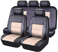 AUHOAZ Auto Pelle Coprisedili per Suzuki Vitara 2014-2025, Pelle Impermeabile Set Fodere Anteriori e Posteriori Copri Sedili Protezione Rivestimento Traspirante Accessori,black beige
