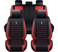 AUHOAZ Auto Pelle Coprisedili Set per Dodge Challenger SRT Hellcat, su Misura Impermeabile Fodere Sedili Copri-Sedile Anteriori Posteriori Accessori Fascia Alta Copri Sedile,Black Red