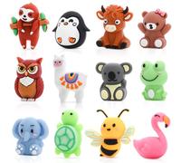 Auiremrti 12 pezzi di perline in silicone 3D per animali per penne, accessori per penne, perline in grandi confezioni per creare portachiavi, artigianato fatto a mano