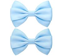 Auiremrti 2 fiocchi per capelli da donna, 9 cm, spessi morsetti per boutique, fiocchi blu fatti a mano, accessori per capelli per bambini più grandi, ragazze, Blu, L