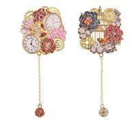 Auiremrti 2 pezzi segnalibri vintage in metallo con catenina, segnalibri gotici retrò, segnalibri floreali e con orologio per la lettura di donne, uomini, bambini, ideali per amanti dei libri